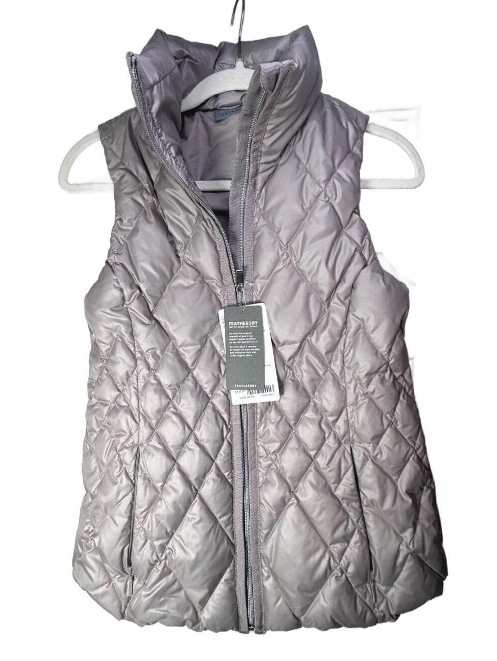 Athleta Responsible Down Quilted Vest Gray Featherweight Packable NWT XS